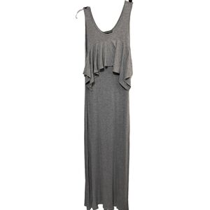 1995) Finn& Clover Gray Ruffle Sleeve maxi Long Dress Size Smal
